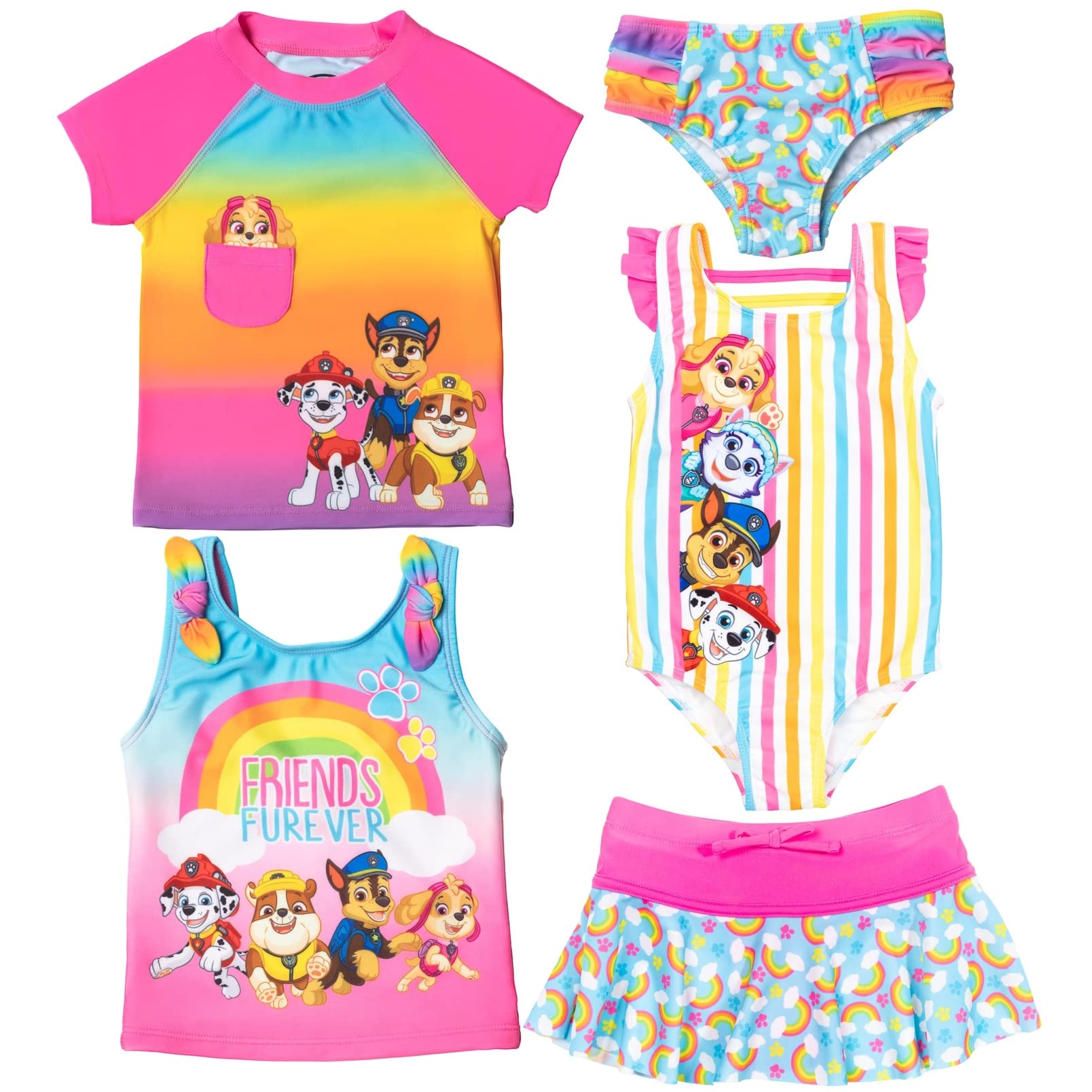 Foto 2 pulgar | Conjunto De Traje De Baño Paw Patrol Para Niñas Pequeñas, Rash Guard 3t Rainbow - Venta Internacional.
