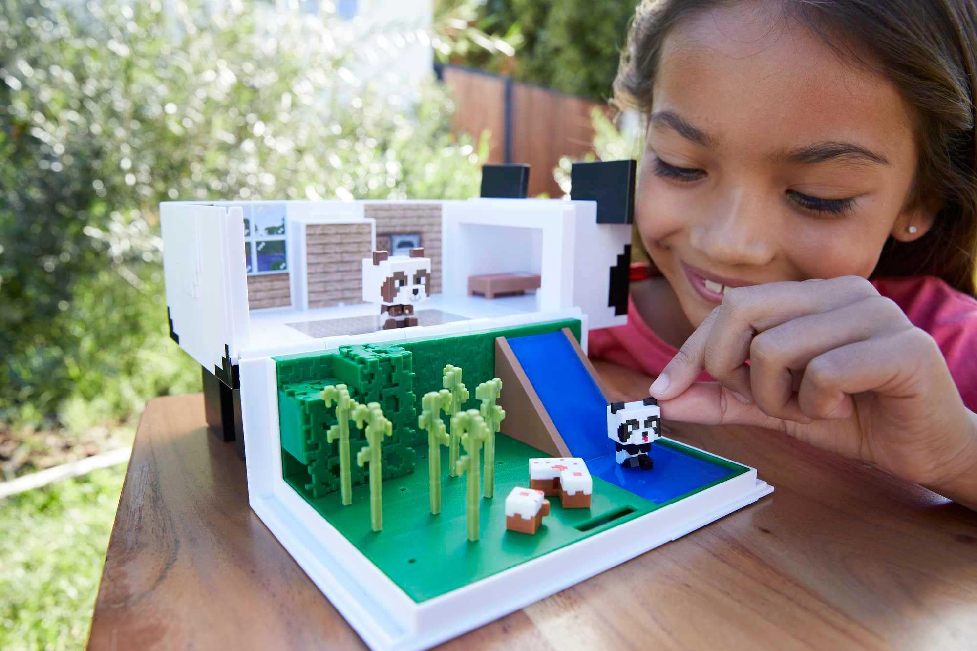 Foto 2 | Casa De Juegos Mob Head Minis Panda De Toy Mattel Para Minecraft Con 2 Figuras - Venta Internacional.