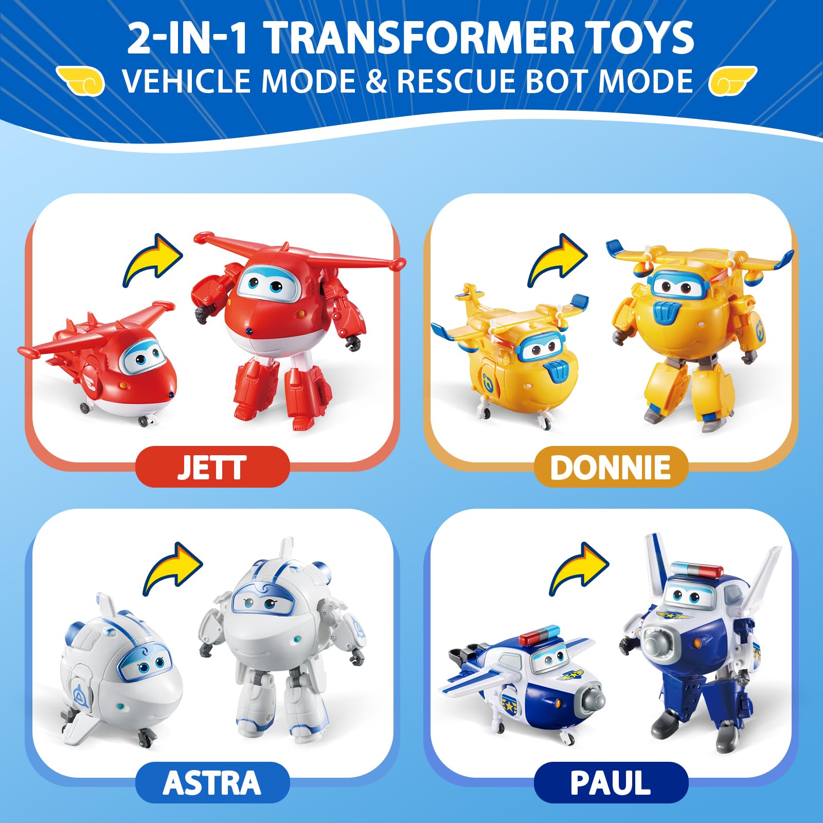 Foto 3 pulgar | Figura De Acción Super Wings 5 Transformers Toys, Paquete De 4 Unidades, Tobot - Venta Internacional.