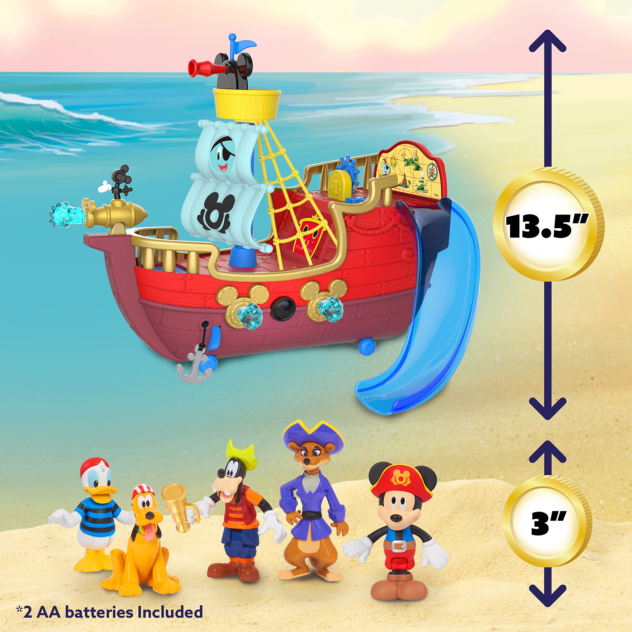 Foto 5 | Barco Pirata De Juguete Disney Junior Mickey Mouse Funhouse Con Figuras - Venta Internacional.