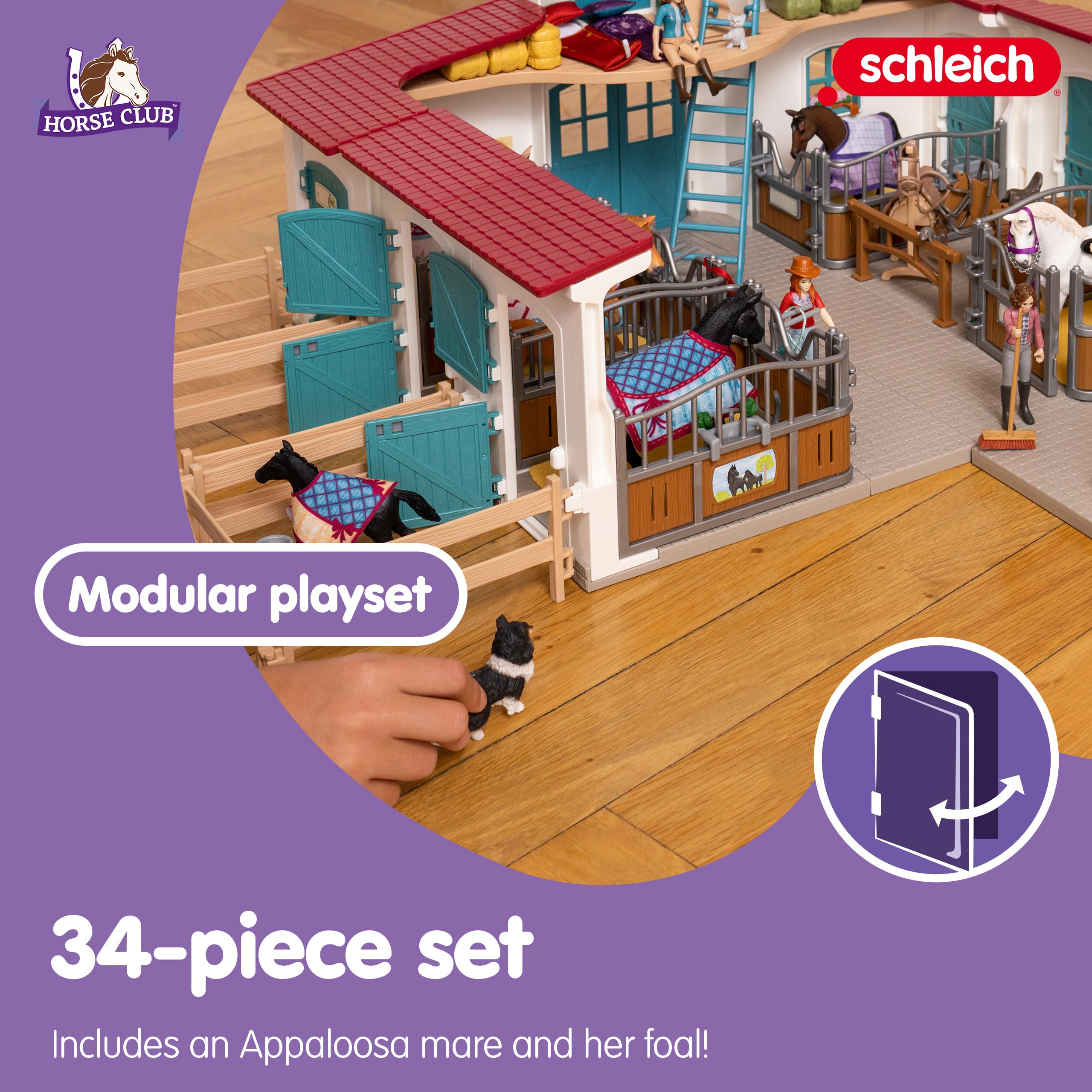 Foto 4 pulgar | Playset Schleich Horse Club Stall, 34 Piezas, Con Yegua Y Potro - Venta Internacional.