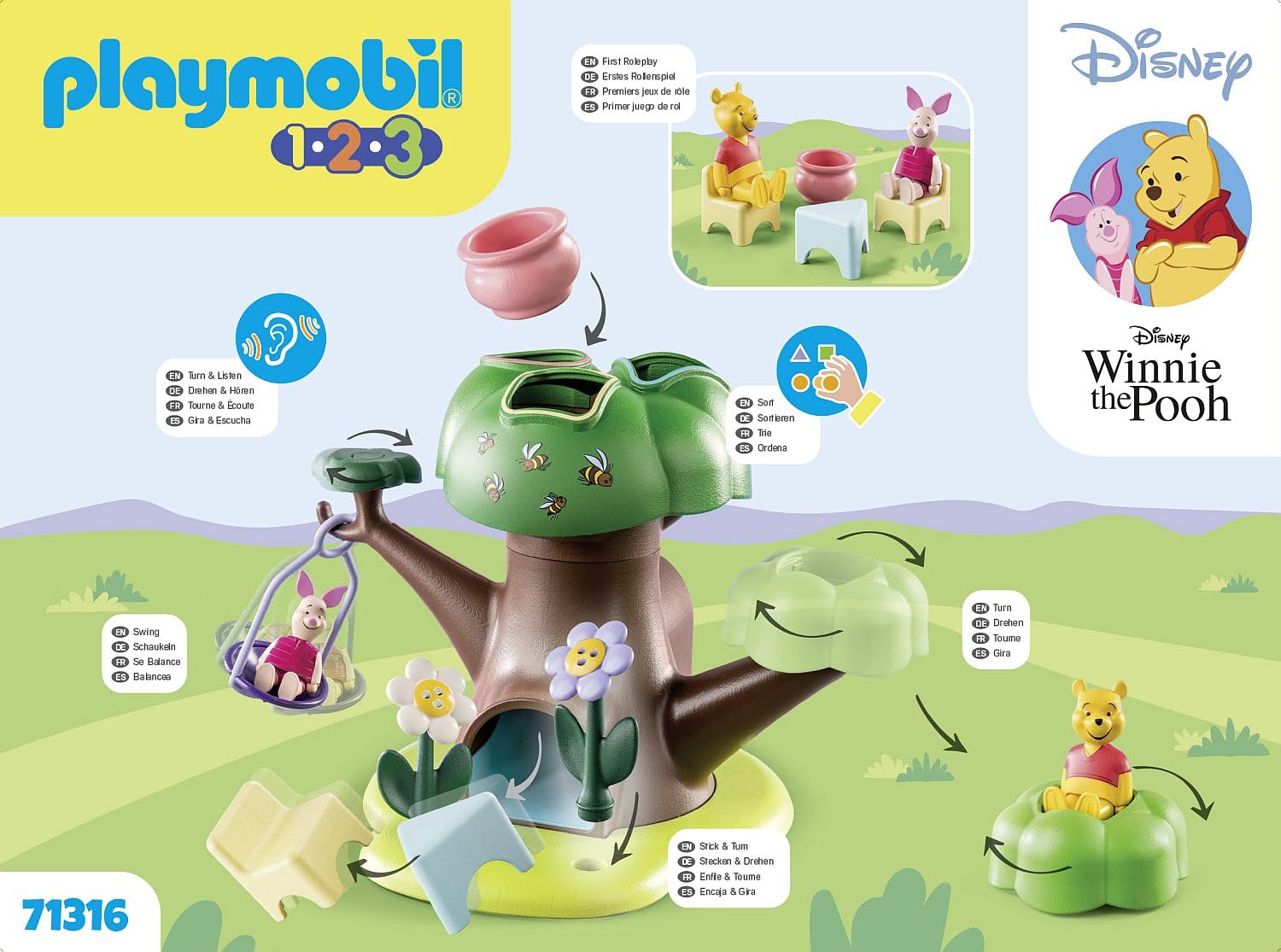 Foto 5 pulgar | Toy Playmobil 1.2.3 Y Disney Winnie's & Piglet's Tree House - Venta Internacional.