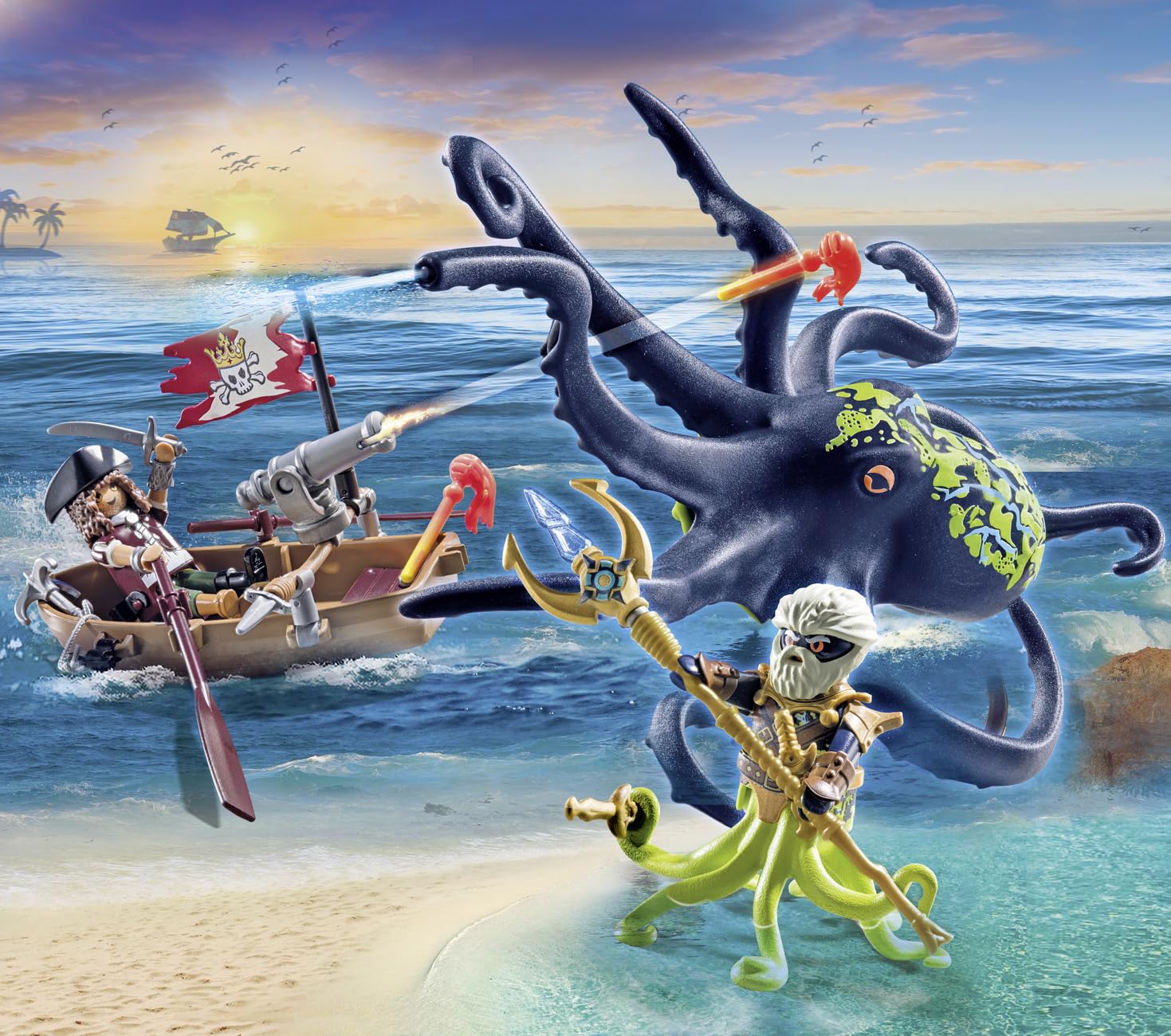 Foto 4 pulgar | Juguete Playmobil Pirates Battle Con Pulpo Gigante 71419 Para Mayores De 4 Años - Venta Internacional.