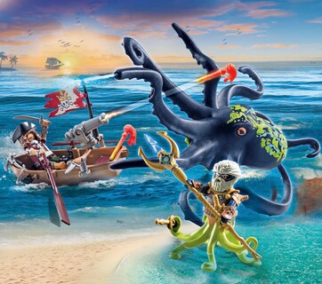 Foto 3 | Juguete Playmobil Pirates Battle Con Pulpo Gigante 71419 Para Mayores De 4 Años - Venta Internacional.