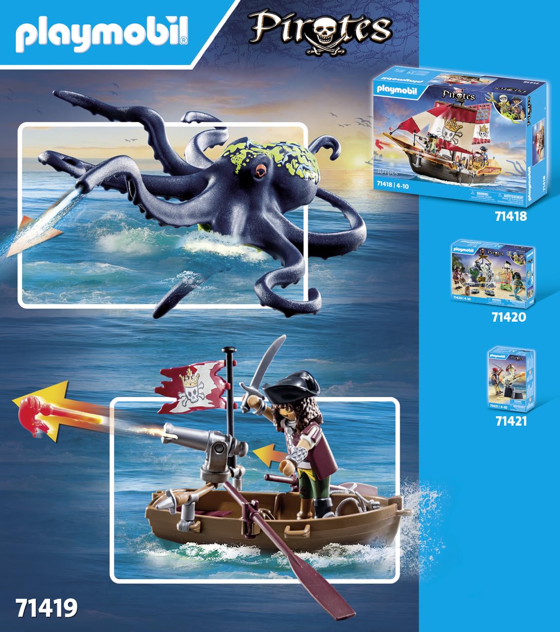 Foto 6 pulgar | Juguete Playmobil Pirates Battle Con Pulpo Gigante 71419 Para Mayores De 4 Años - Venta Internacional.