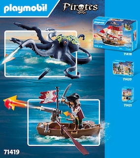 Foto 5 | Juguete Playmobil Pirates Battle Con Pulpo Gigante 71419 Para Mayores De 4 Años - Venta Internacional.