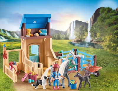Foto 3 | Puesto De Caballos De Juguete Playmobil Horses Of Waterfall Con Amelia - Venta Internacional.