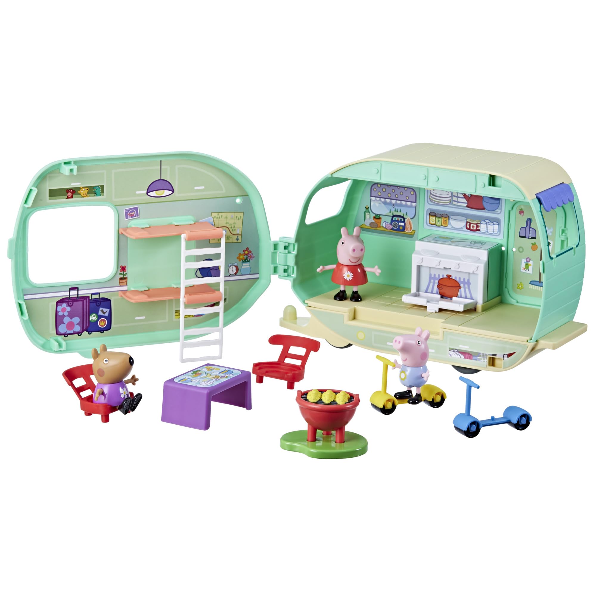 Foto 2 pulgar | Playset Peppa Pig Caravan Con 3 Figuras Y 6 Accesorios Para Más De 3 Años - Venta Internacional.