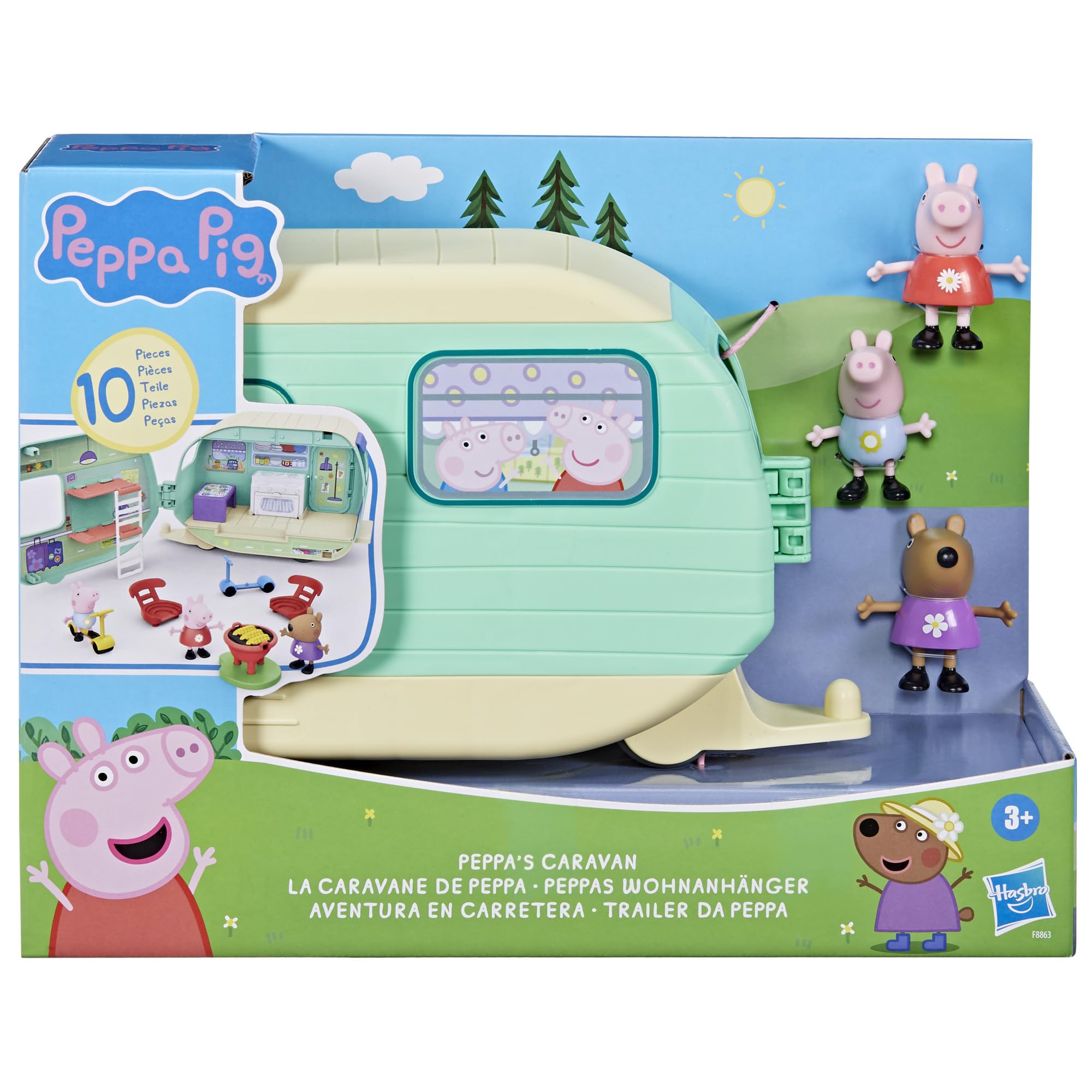 Foto 3 pulgar | Playset Peppa Pig Caravan Con 3 Figuras Y 6 Accesorios Para Más De 3 Años - Venta Internacional.