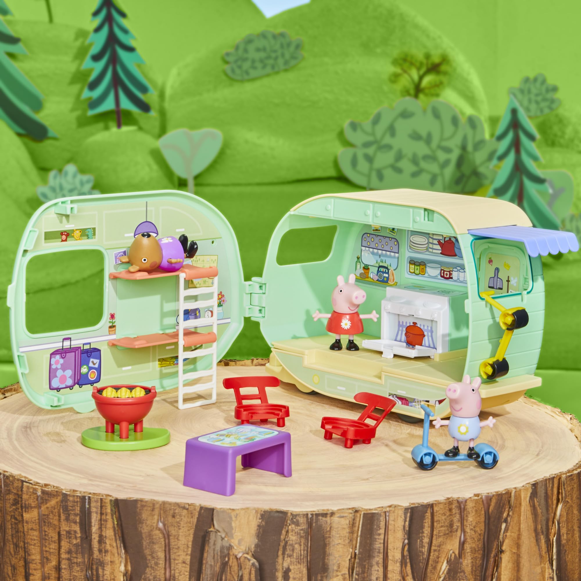 Foto 5 pulgar | Playset Peppa Pig Caravan Con 3 Figuras Y 6 Accesorios Para Más De 3 Años - Venta Internacional.