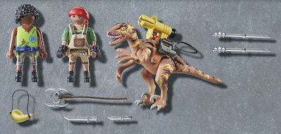 Foto 3 | Juguete Playmobil Deinonychus Con Jaden Con Cañón Y Flechas Plateadas - Venta Internacional.