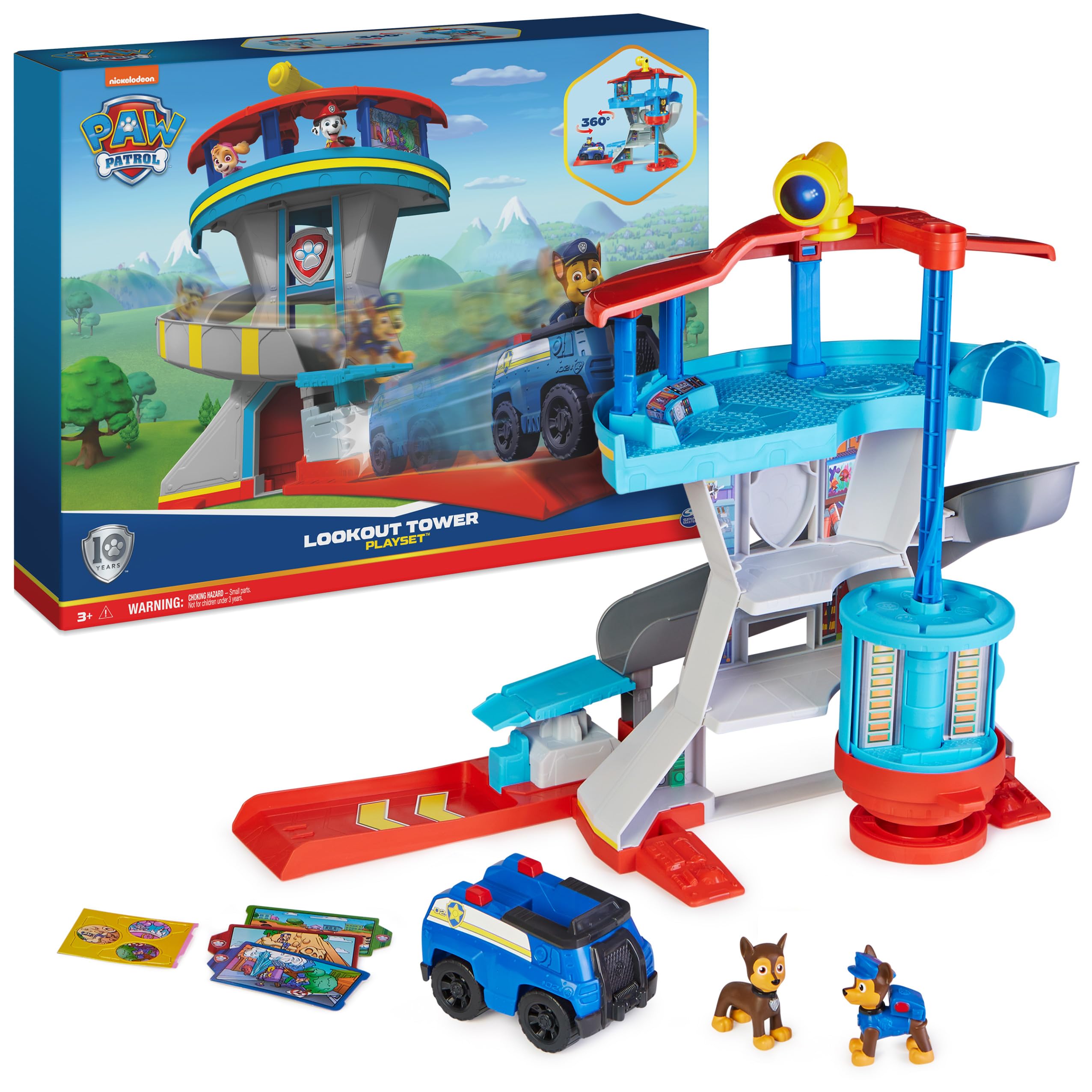 Foto 2 pulgar | Playset Paw Patrol Lookout Tower Con Lanzador De Coches De Juguete Y 2 Chase - Venta Internacional.