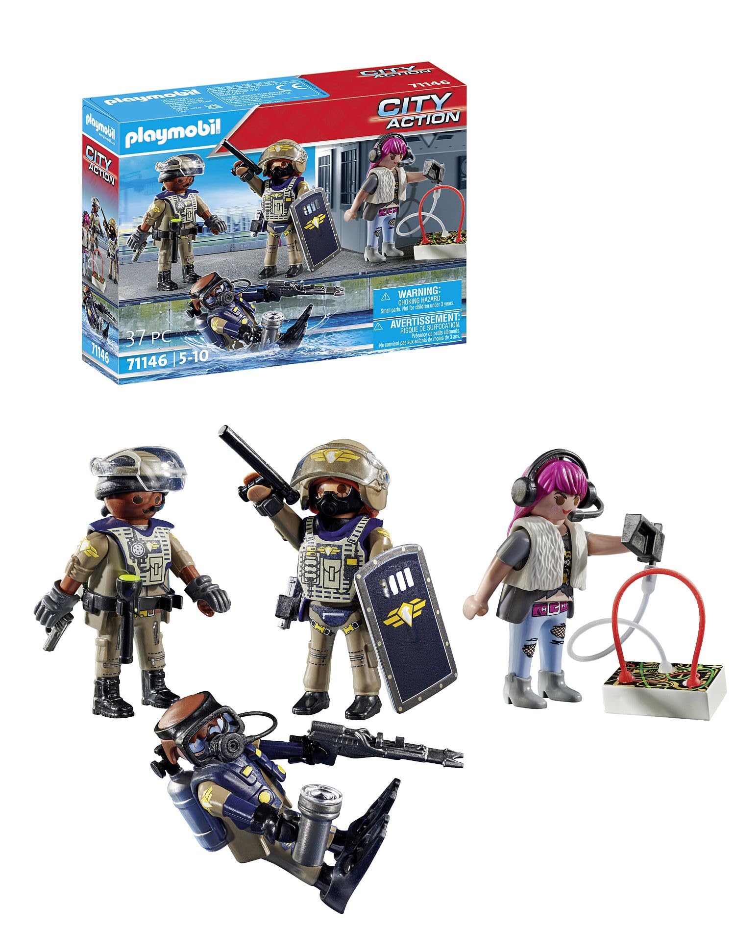 Foto 1 | Set De Figuras Playmobil Tactical Police Swat Team Con Acceso. - Venta Internacional.