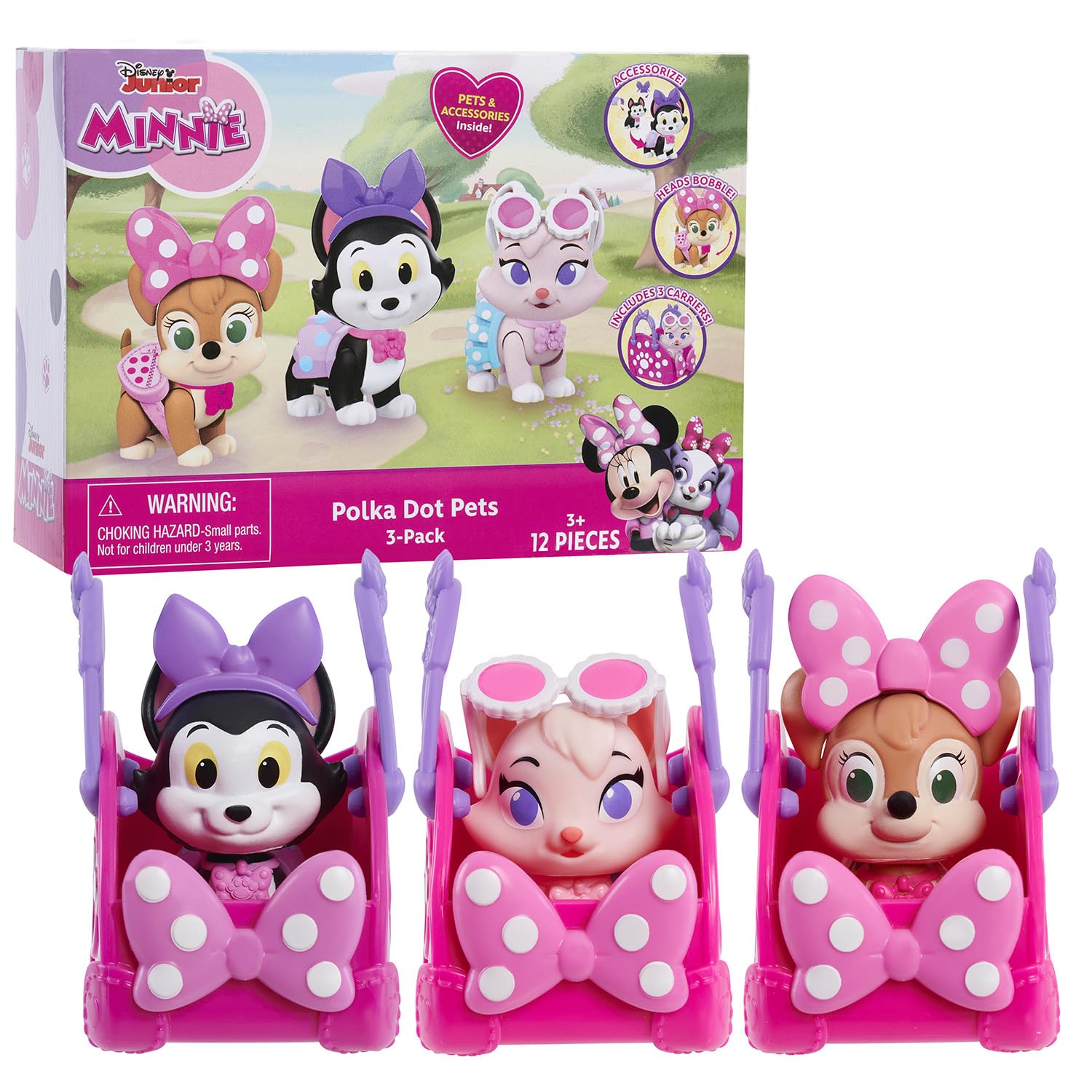 Foto 2 pulgar | Toy Figures Disney Junior Minnie Mouse Con Lunares Para Mascotas, Paquete De 3 - Venta Internacional.