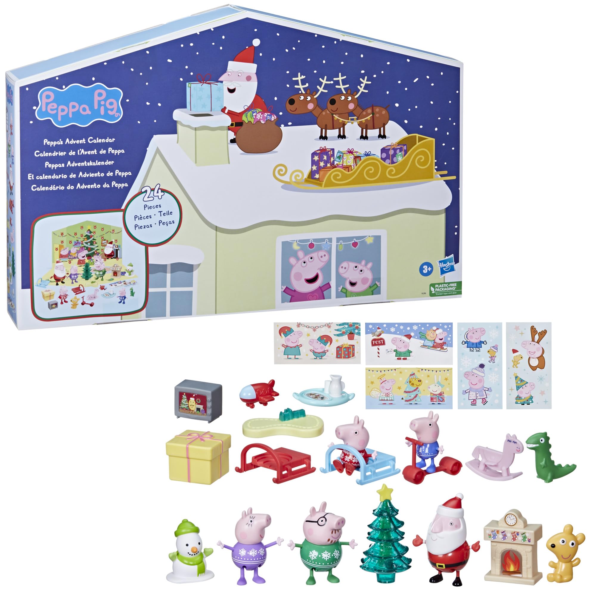 Calendario De Adviento De Peppa Pig Con 24 Juguetes Sorpresa Y Pegatinas - Venta Internacional.