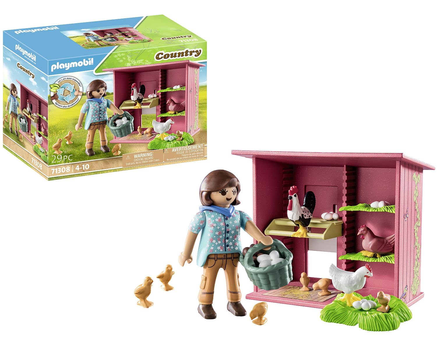 Gallinero Toy Playmobil Con 3 Nidos Y Cesta Para Huevos Frescos - Venta Internacional.