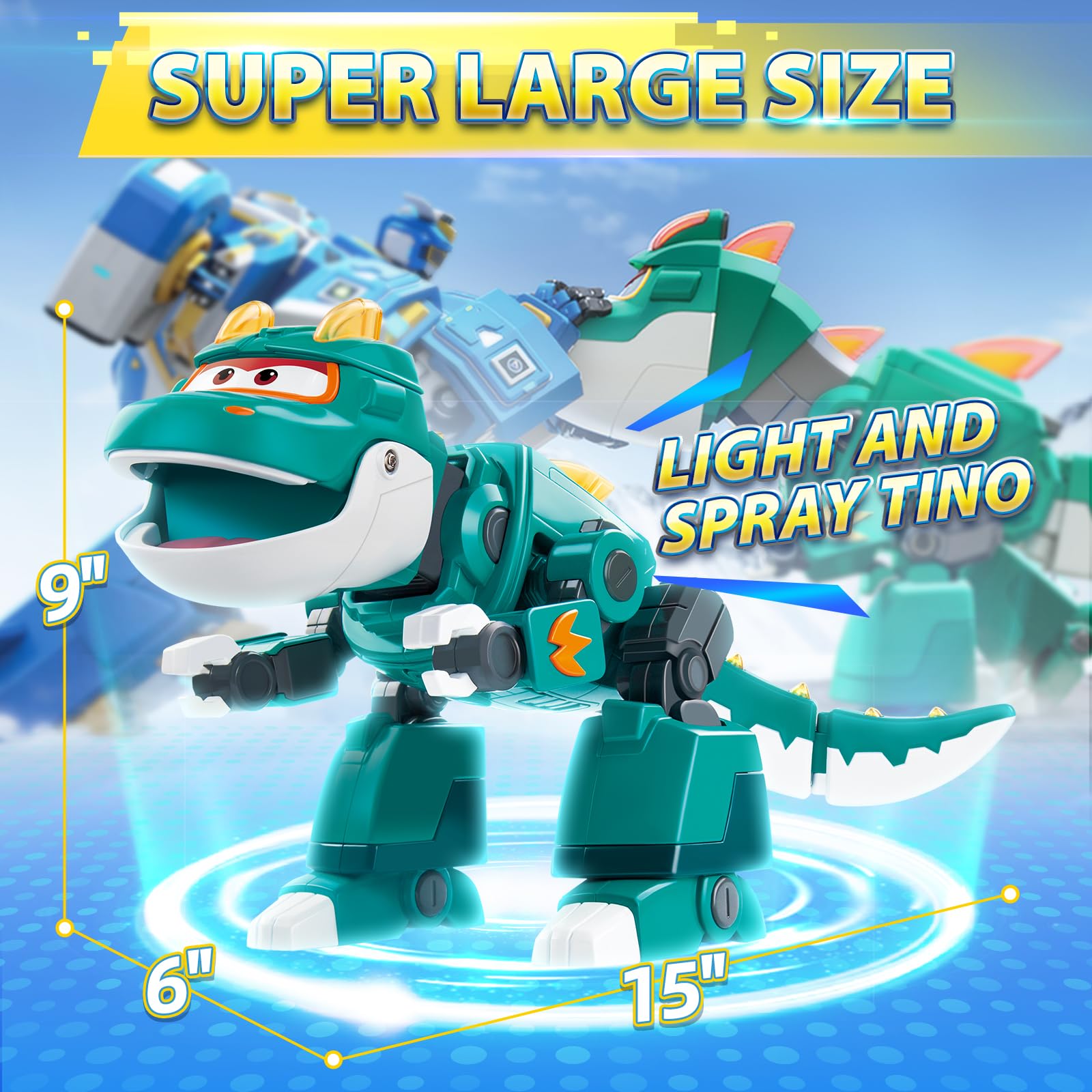 Foto 3 pulgar | Juguete De Dinosaurio Super Wings Tino Con Aerosol, Luces Y Sonido, 38 Cm - Venta Internacional.