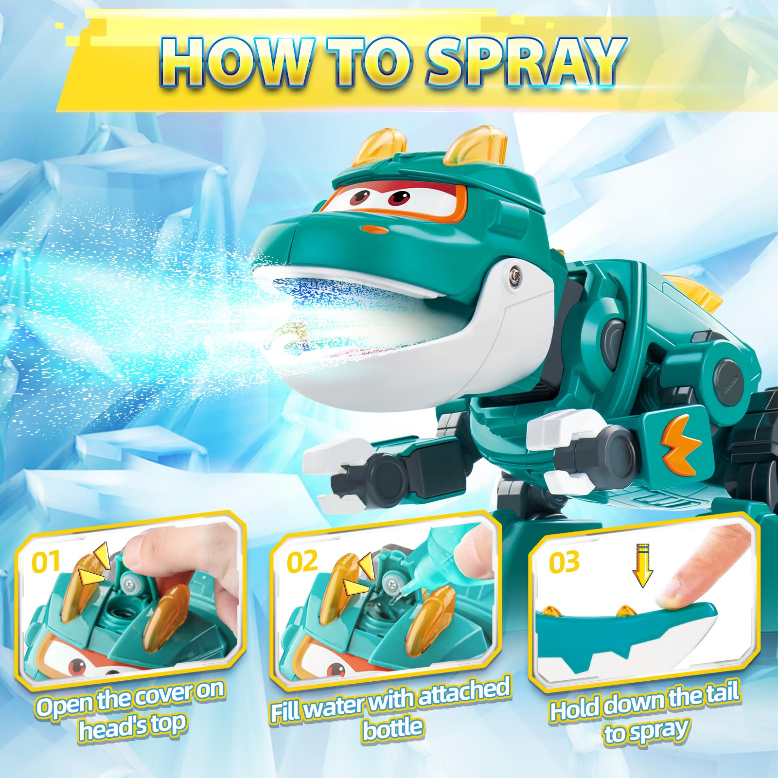 Foto 4 pulgar | Juguete De Dinosaurio Super Wings Tino Con Aerosol, Luces Y Sonido, 38 Cm - Venta Internacional.