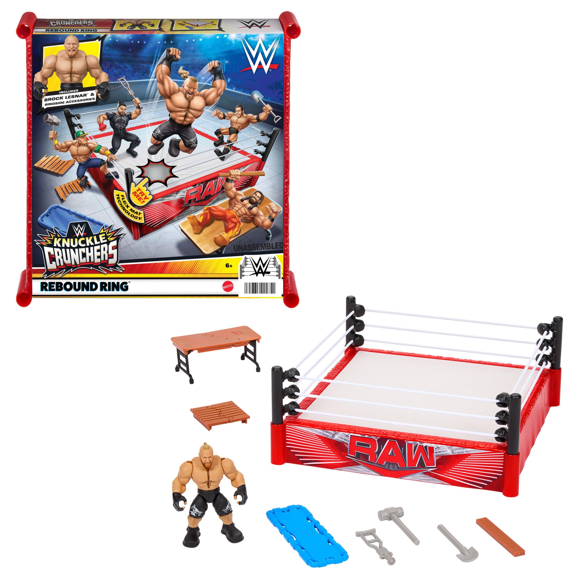 Foto 2 pulgar | Figura De Acción Playset Mattel Wwe Knuckle Crunchers Rebound Ring - Venta Internacional.