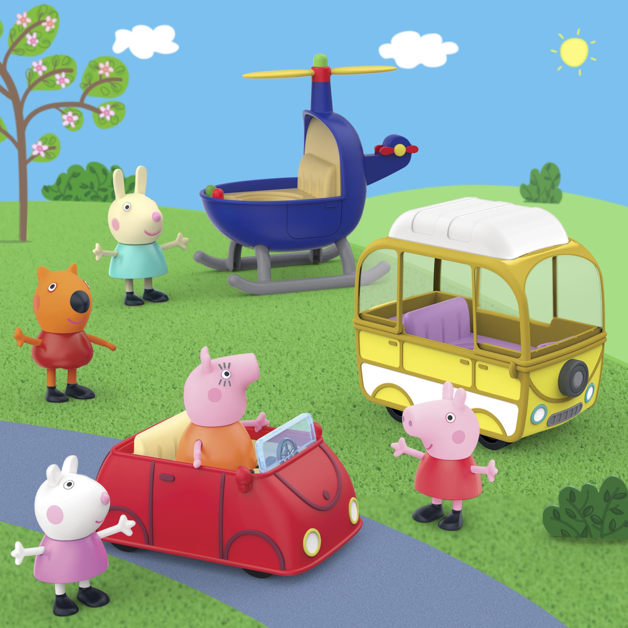 Foto 7 | Playset Peppa Pig Peppa's Little Vehicle Con Helicóptero, Autocaravana, Coche Y 5 Figuras - Venta Internacional.