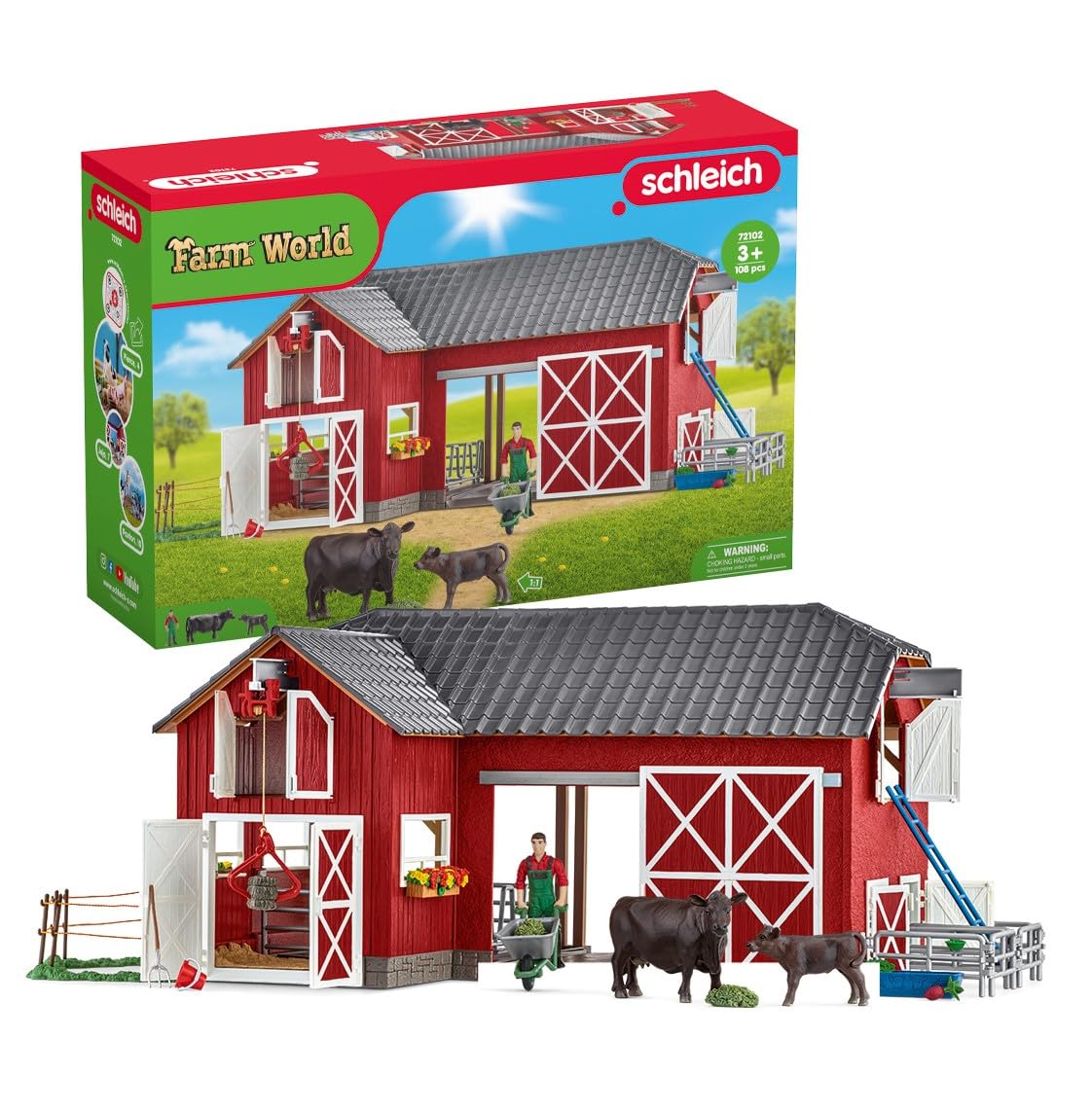 Foto 2 pulgar | Playset Schleich Red Barn Con Vacas, Granjero Y Tractor, 27 Piezas - Venta Internacional.