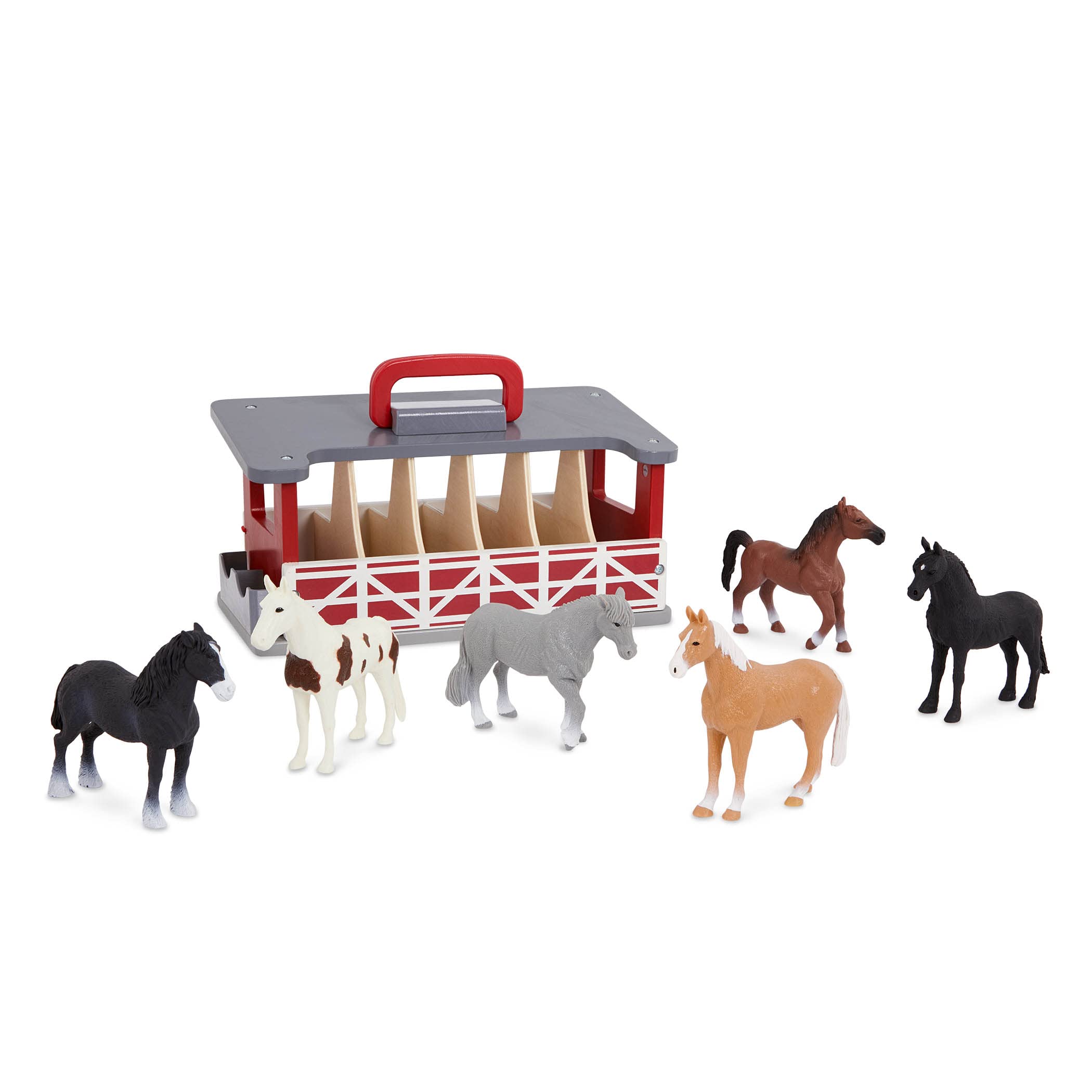 Foto 1 | Establo De Madera Farm Playset Terra De Battat Con 6 Caballos De Juguete - Venta Internacional.