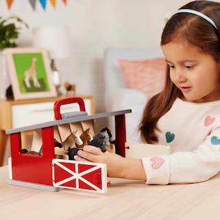 Foto 3 | Establo De Madera Farm Playset Terra De Battat Con 6 Caballos De Juguete - Venta Internacional.