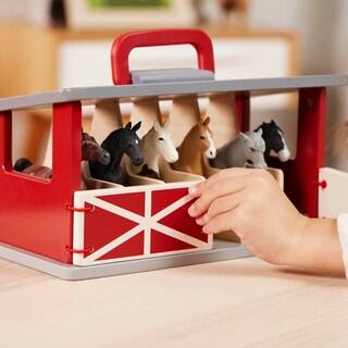 Foto 4 | Establo De Madera Farm Playset Terra De Battat Con 6 Caballos De Juguete - Venta Internacional.