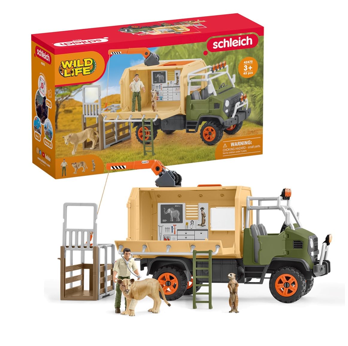 Foto 1 | Set De Juego Para Camiones De Juguete De Rescate De Animales Schleich Wild Life, 45 Piezas - Venta Internacional.