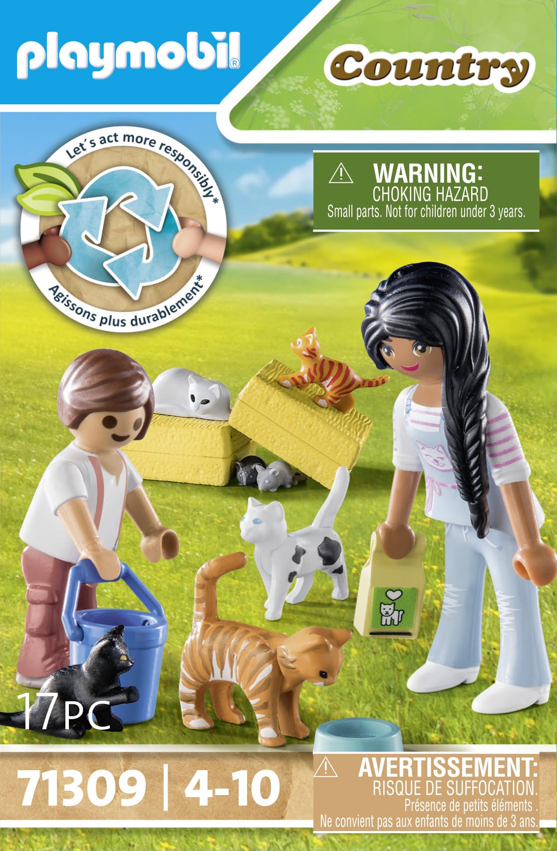 Familia De Gatos Toy Playmobil Con Figuras De Adultos Y Niños Y 5 Gatos - Venta Internacional.