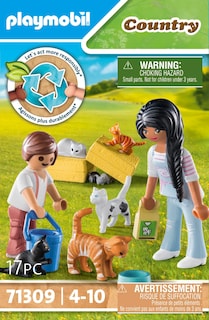 Foto 1 | Familia De Gatos Toy Playmobil Con Figuras De Adultos Y Niños Y 5 Gatos - Venta Internacional.