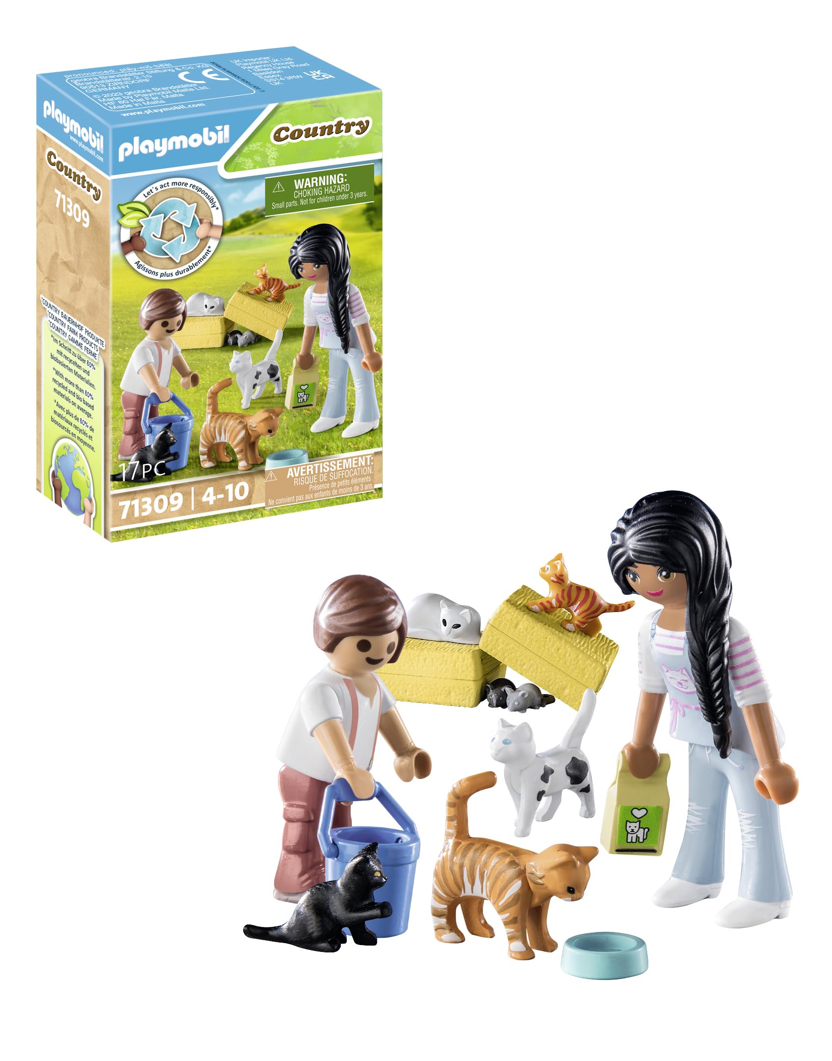 Foto 5 pulgar | Familia De Gatos Toy Playmobil Con Figuras De Adultos Y Niños Y 5 Gatos - Venta Internacional.