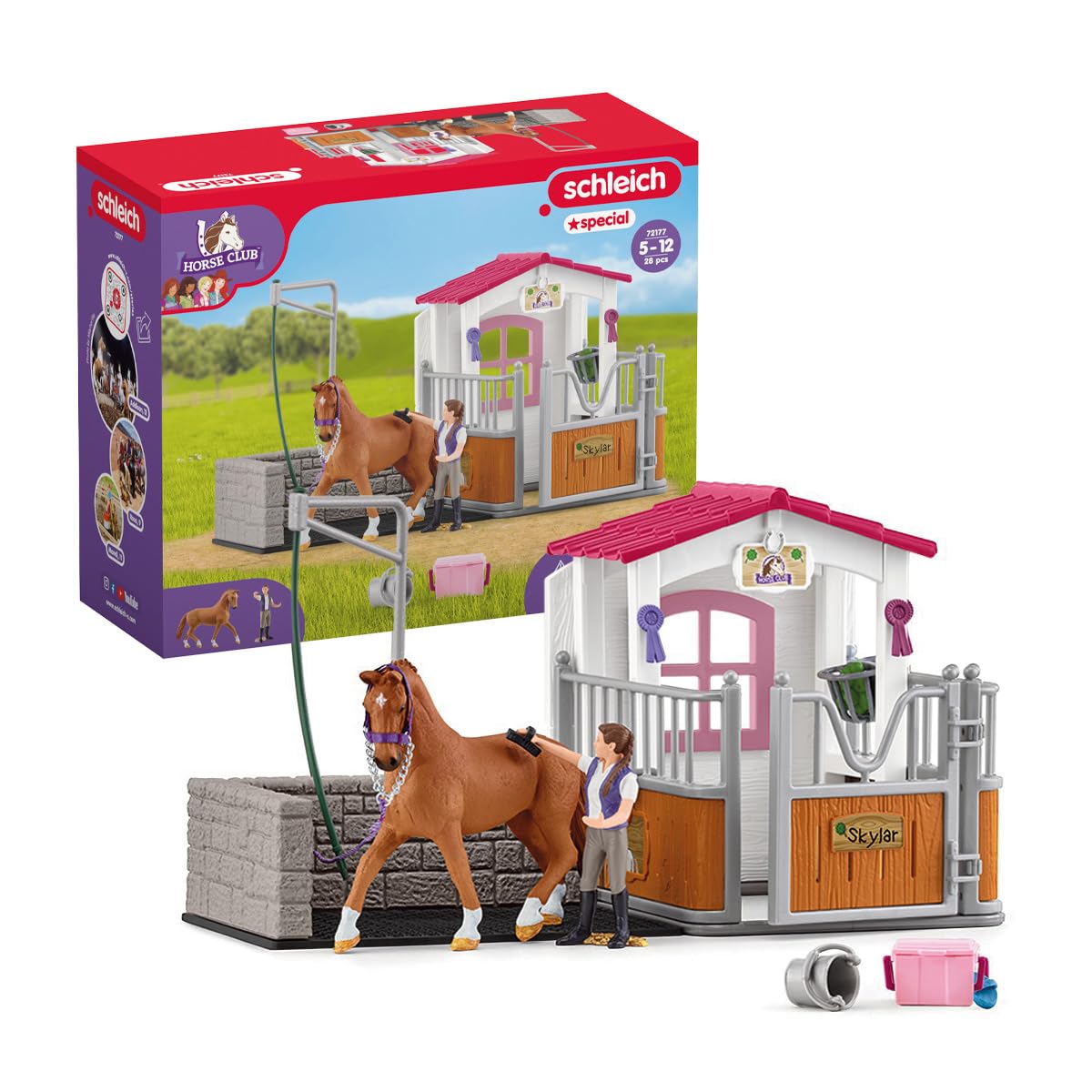 Set De Juguetes Schleich Horse Club Para Lavar Caballos Con Establo, 13 Piezas - Venta Internacional.