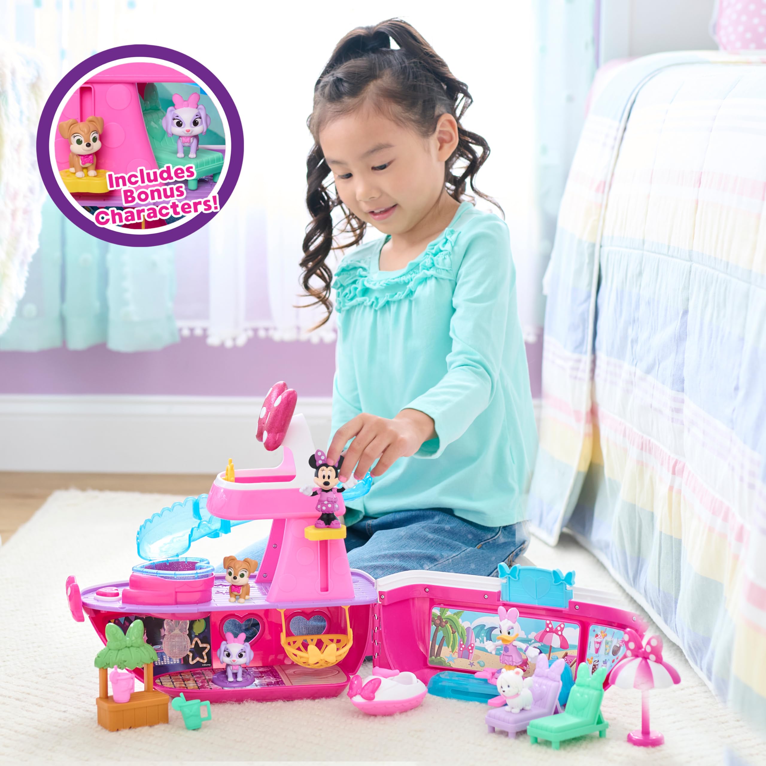 Foto 5 pulgar | Set De Juego Just Play Disney Junior Minnie Mouse Bowdazzling Yacht - Venta Internacional.