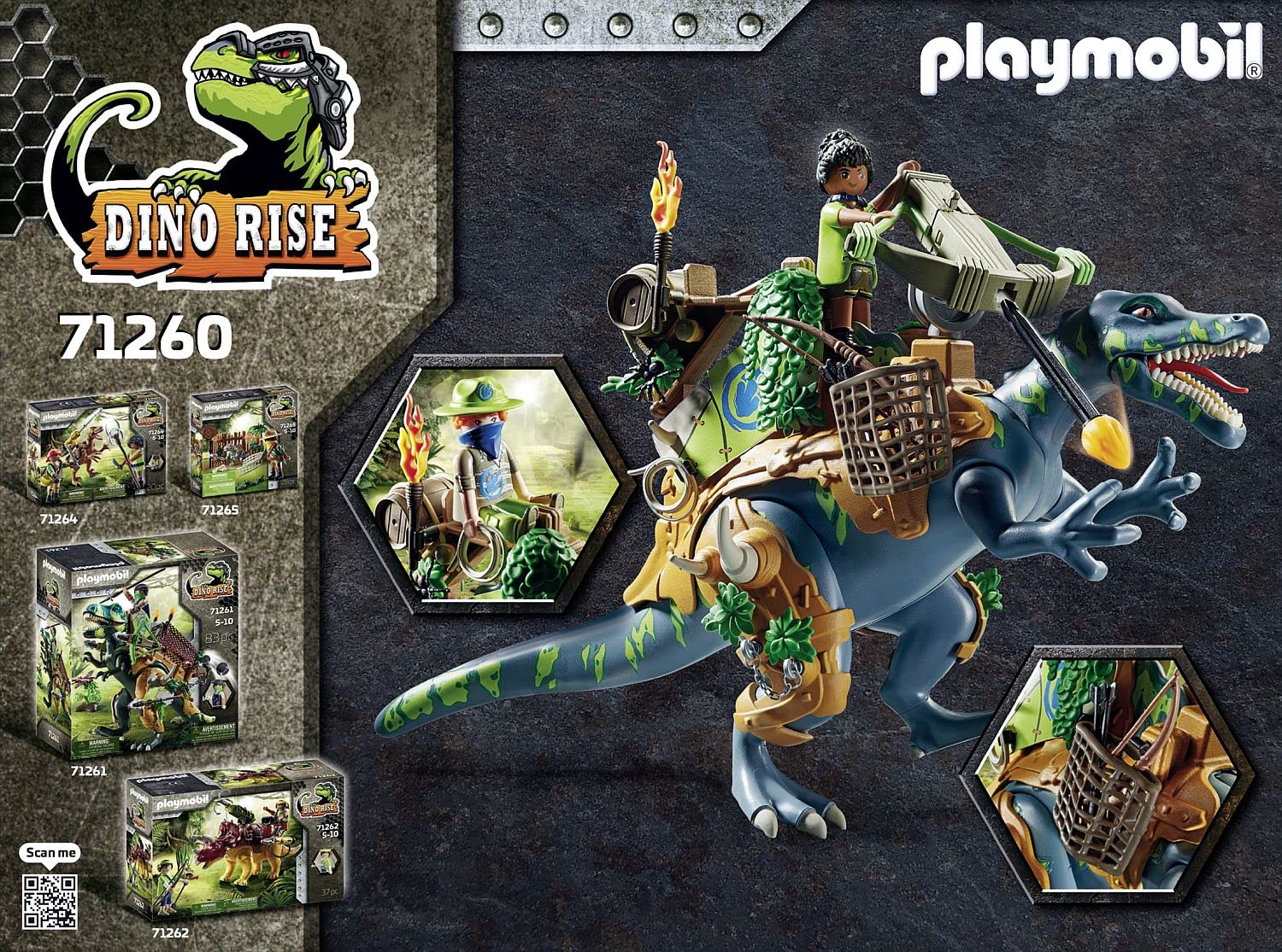 Foto 3 pulgar | Juguete Playmobil Spinosaurus Con Armadura, Cañón Y Figuras - Venta Internacional.
