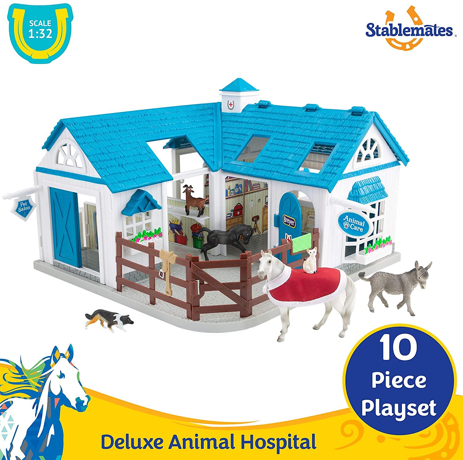 Foto 3 pulgar | Playset Breyer Stablemates Deluxe Animal Hospital Con 10 Piezas - Venta Internacional.