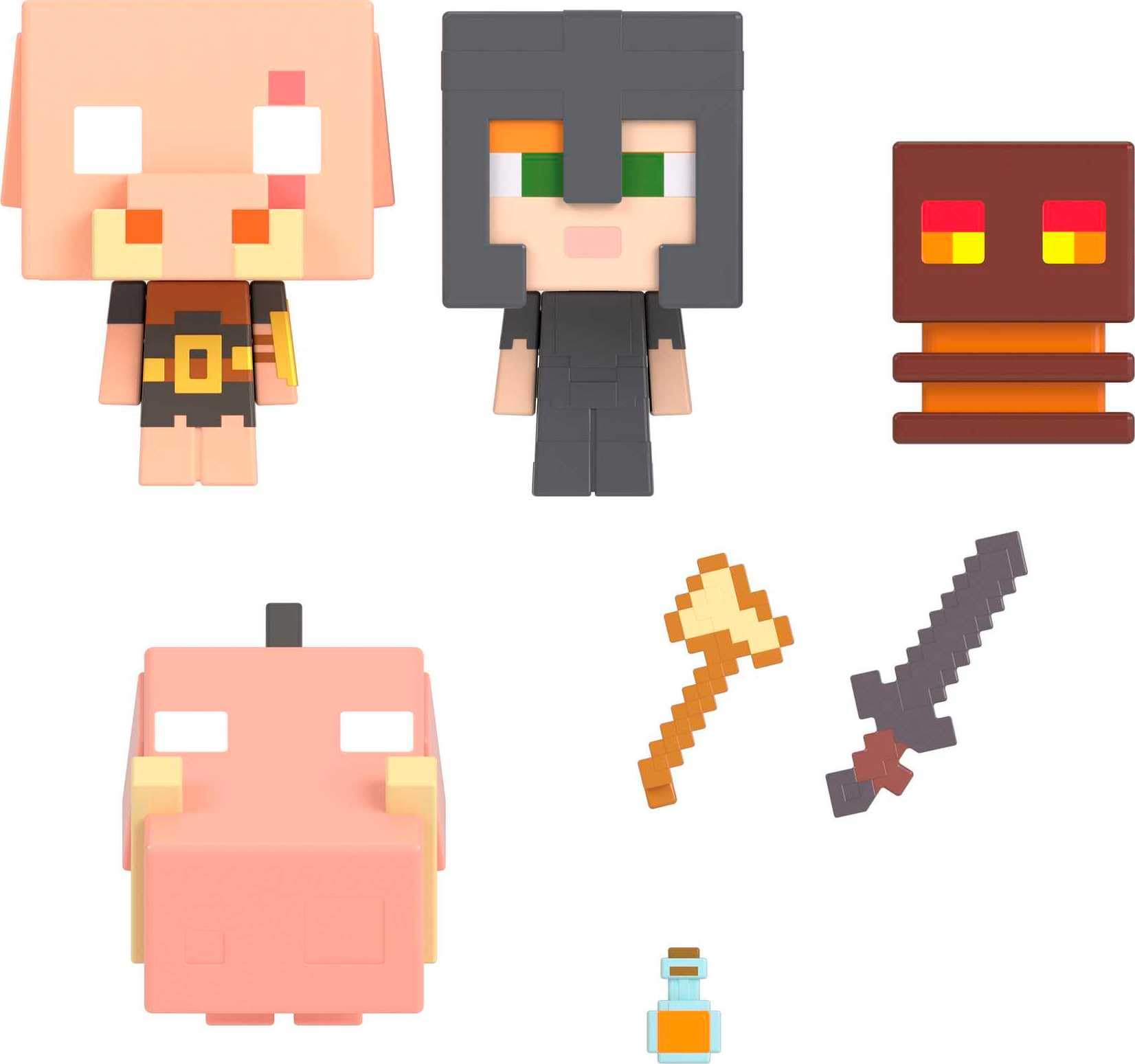 Foto 2 pulgar | Miniset De Minecraft Mob Head De Toy Mattel Con 4 Figuras Para Niños A Partir De 6 Años - Venta Internacional.