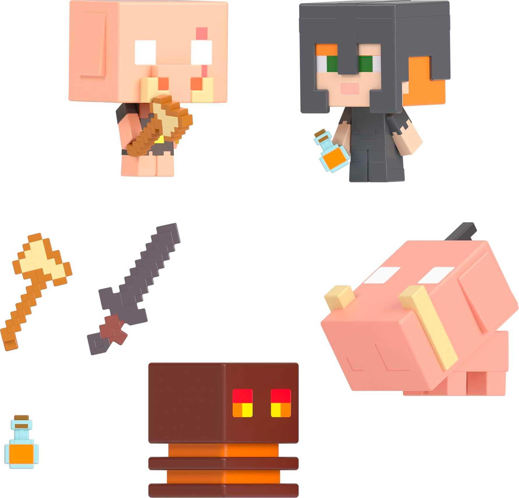 Foto 4 pulgar | Miniset De Minecraft Mob Head De Toy Mattel Con 4 Figuras Para Niños A Partir De 6 Años - Venta Internacional.