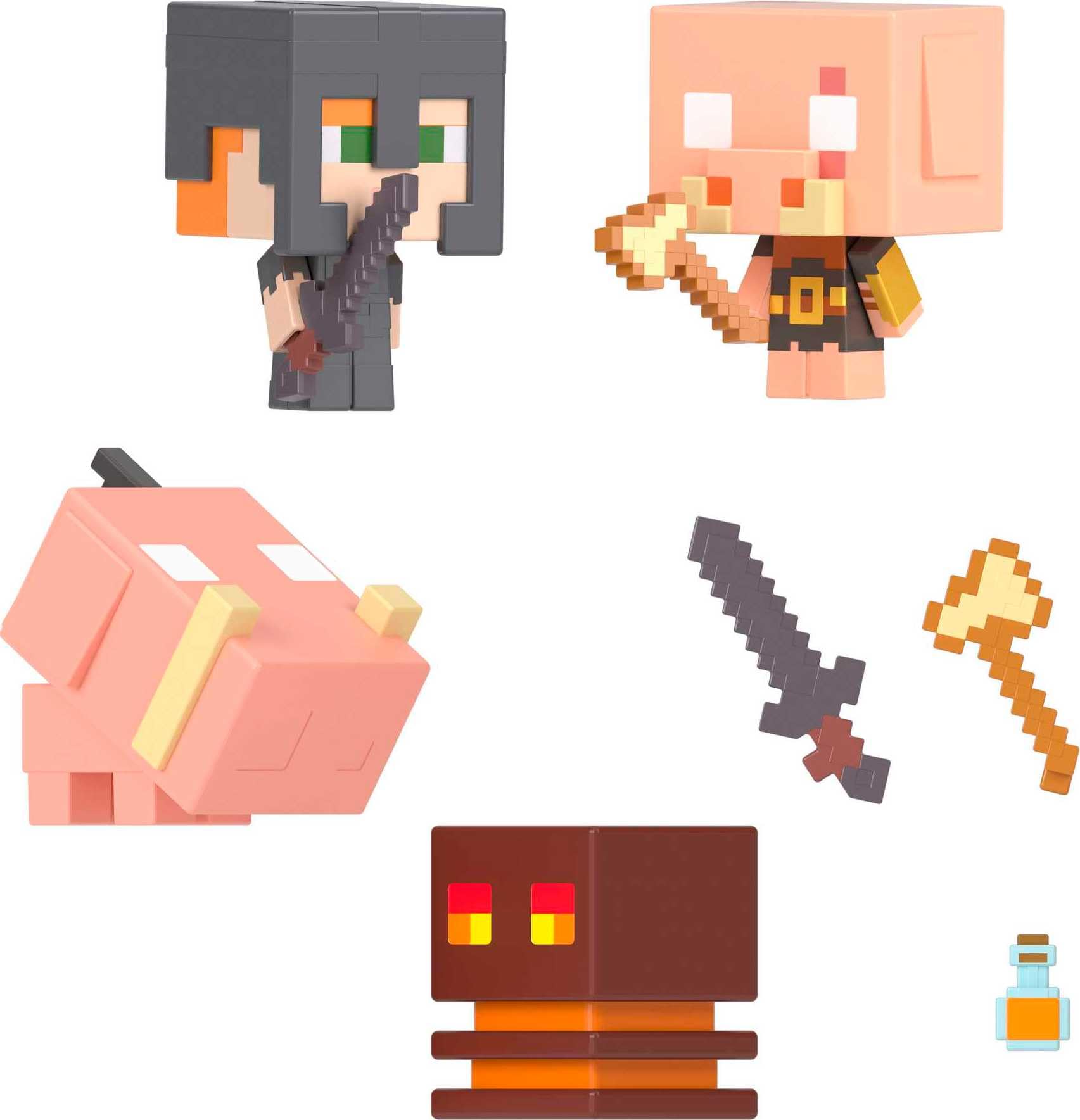 Foto 5 pulgar | Miniset De Minecraft Mob Head De Toy Mattel Con 4 Figuras Para Niños A Partir De 6 Años - Venta Internacional.