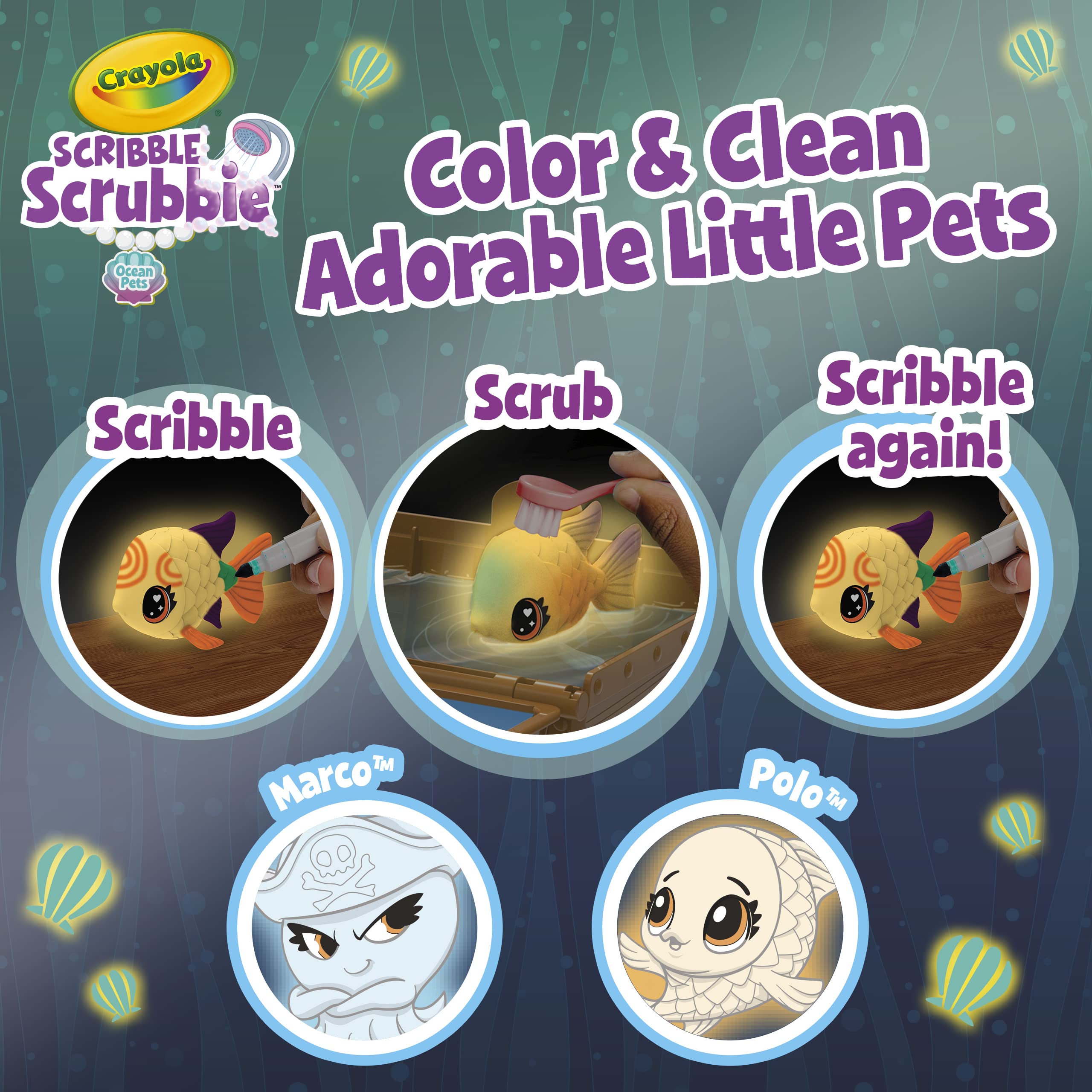 Foto 4 pulgar | Set De Juego Toy Crayola Scribble Scrubbie Pets Glow Ocean - Venta Internacional.