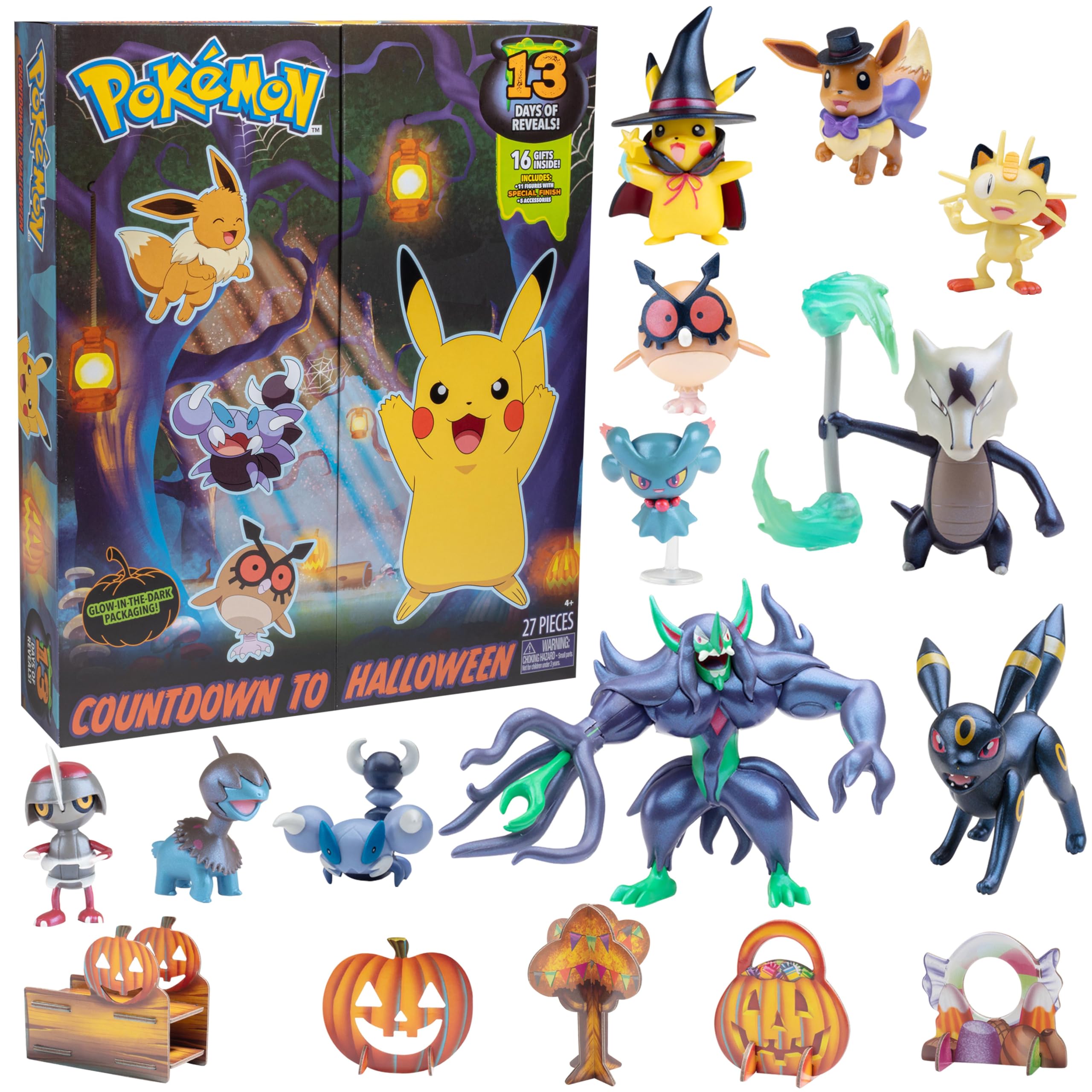 Foto 2 pulgar | Calendario De Adviento Pokémon 2024 Halloween Con 11 Figuras De 4,5 Pulgadas - Venta Internacional.