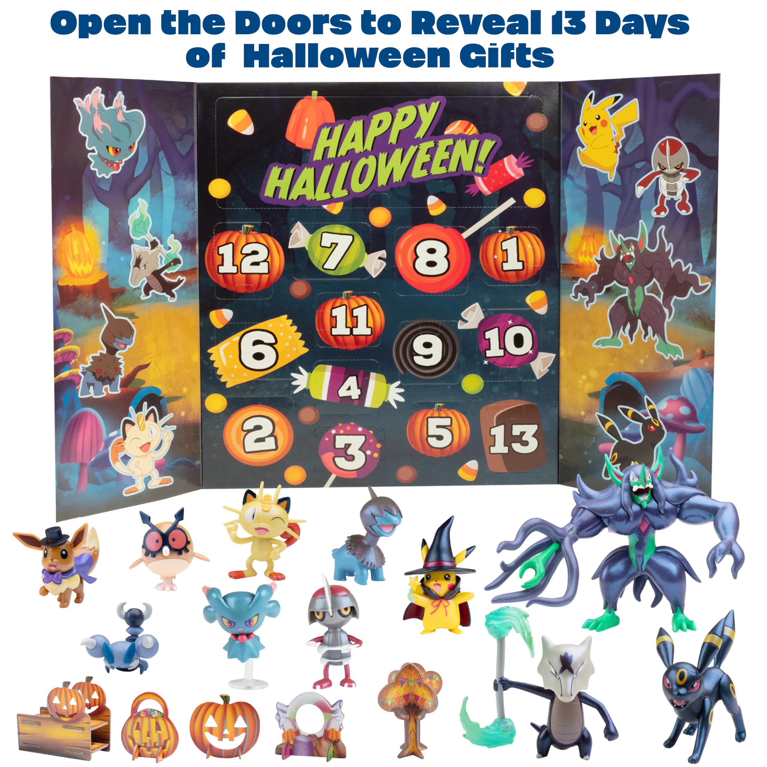 Foto 2 | Calendario De Adviento Pokémon 2024 Halloween Con 11 Figuras De 4,5 Pulgadas - Venta Internacional.