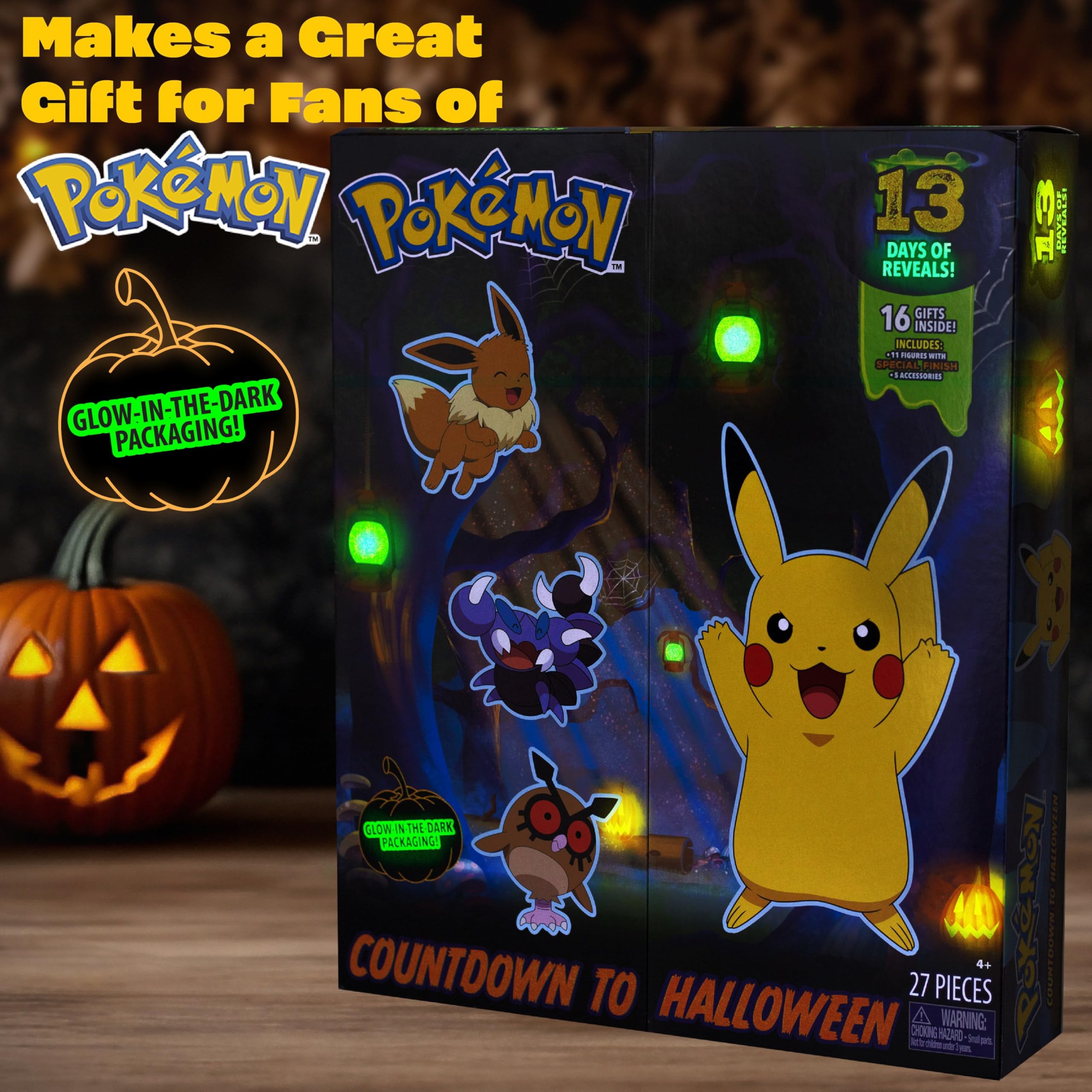 Foto 6 | Calendario De Adviento Pokémon 2024 Halloween Con 11 Figuras De 4,5 Pulgadas - Venta Internacional.