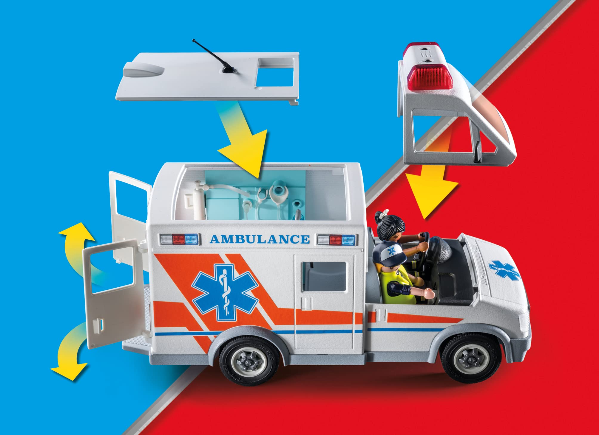 Foto 4 pulgar | Ambulancia Playmobil Con Accesorios Y 3 Figuras - Venta Internacional.