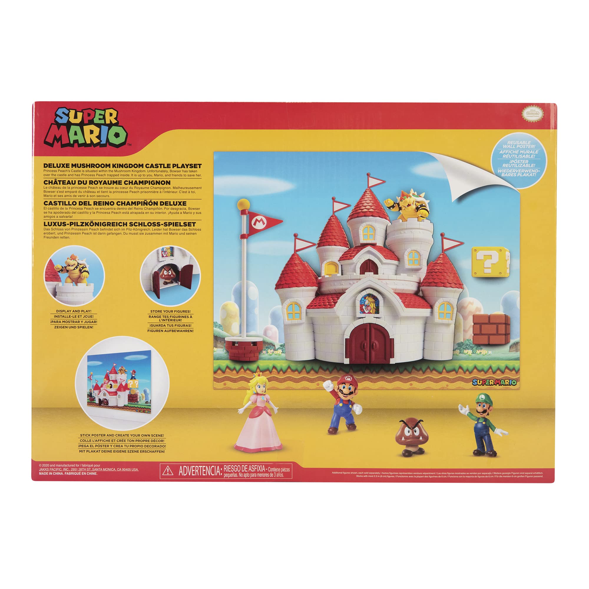 Foto 8 pulgar | Playset Nintendo Super Mario Mushroom Kingdom Castle Con Bowser - Venta Internacional.