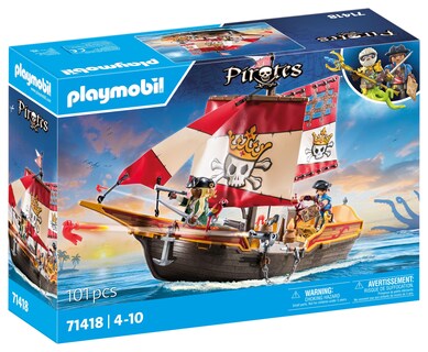 Foto 1 | Barco Pirata Playmobil 71418 Con 2 Figuras Y 98 Accesorios - Venta Internacional.