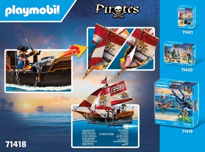 Foto 6 | Barco Pirata Playmobil 71418 Con 2 Figuras Y 98 Accesorios - Venta Internacional.