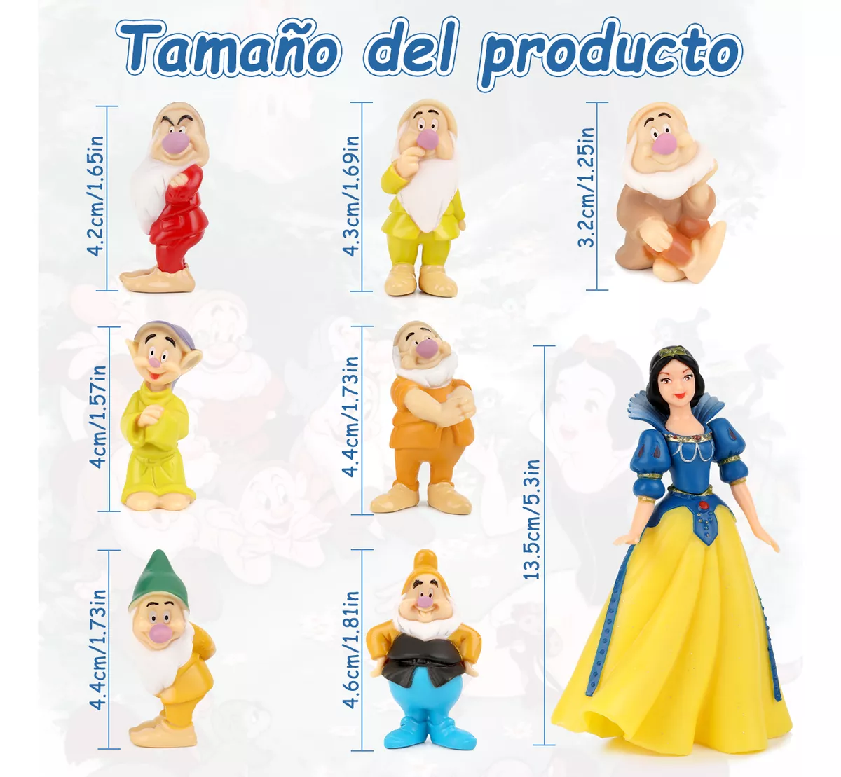 Foto 4 | 8pc Muñecas De Juguete Blancanieves Y Los Siete Enanitos Colores