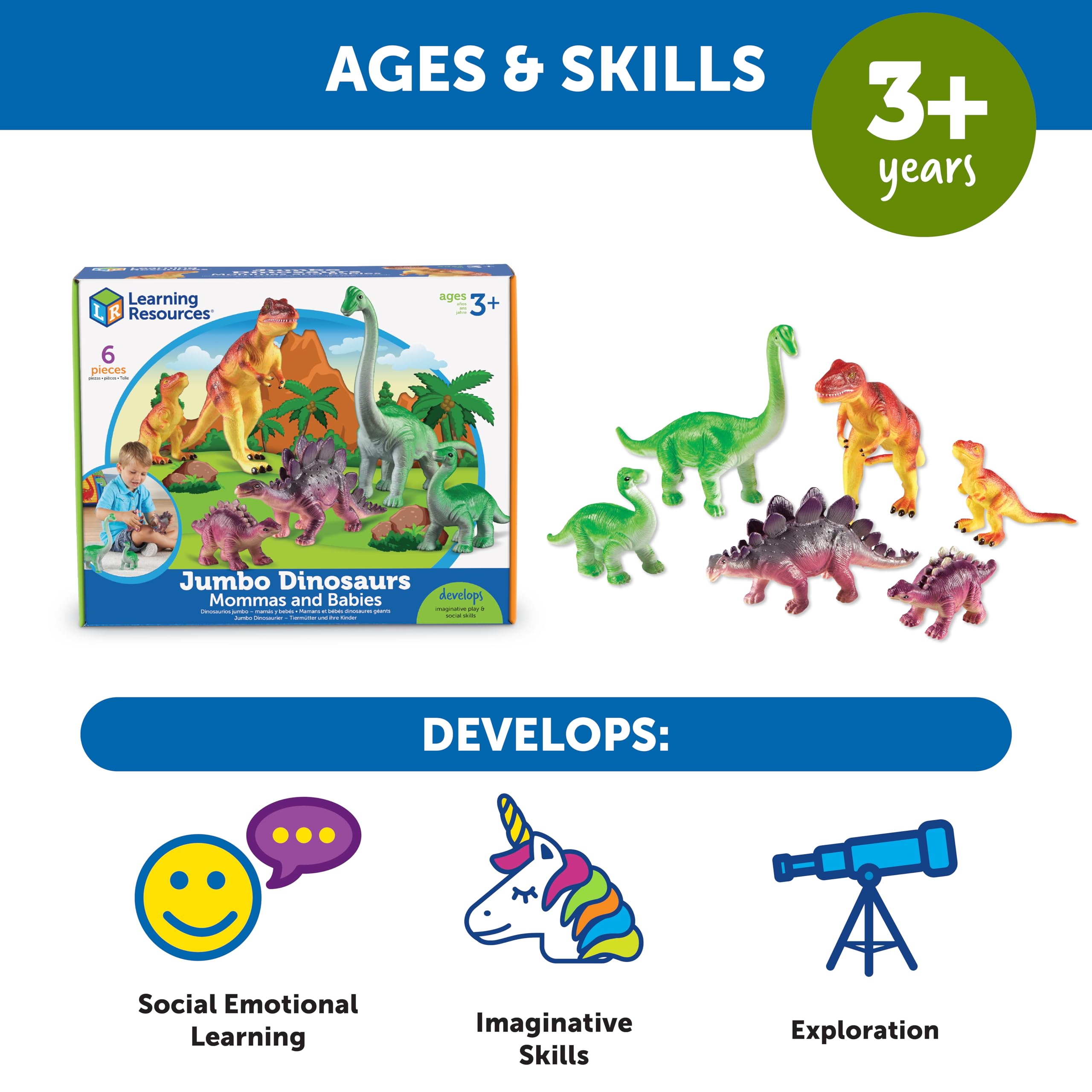 Foto 6 pulgar | Recursos De Aprendizaje Sobre Juguetes: Dinosaurios Gigantes, Mamás Y Bebés - Venta Internacional.