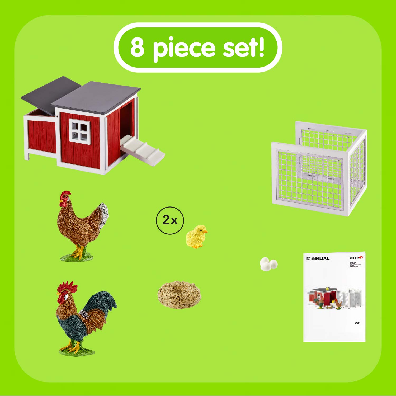 Foto 2 | Farm Animal Gifts, Set De Juego Chicken Coop, 8 Piezas, Más De 3 - Venta Internacional.
